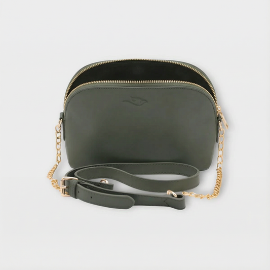 Women Leather Sling Bag with Chain Strap (Green)
