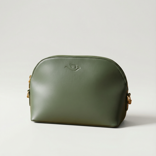 Women Leather Sling Bag with Chain Strap (Green)