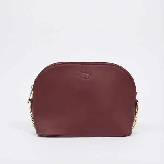 Women Leather Sling Bag with Chain Strap (Maroon)